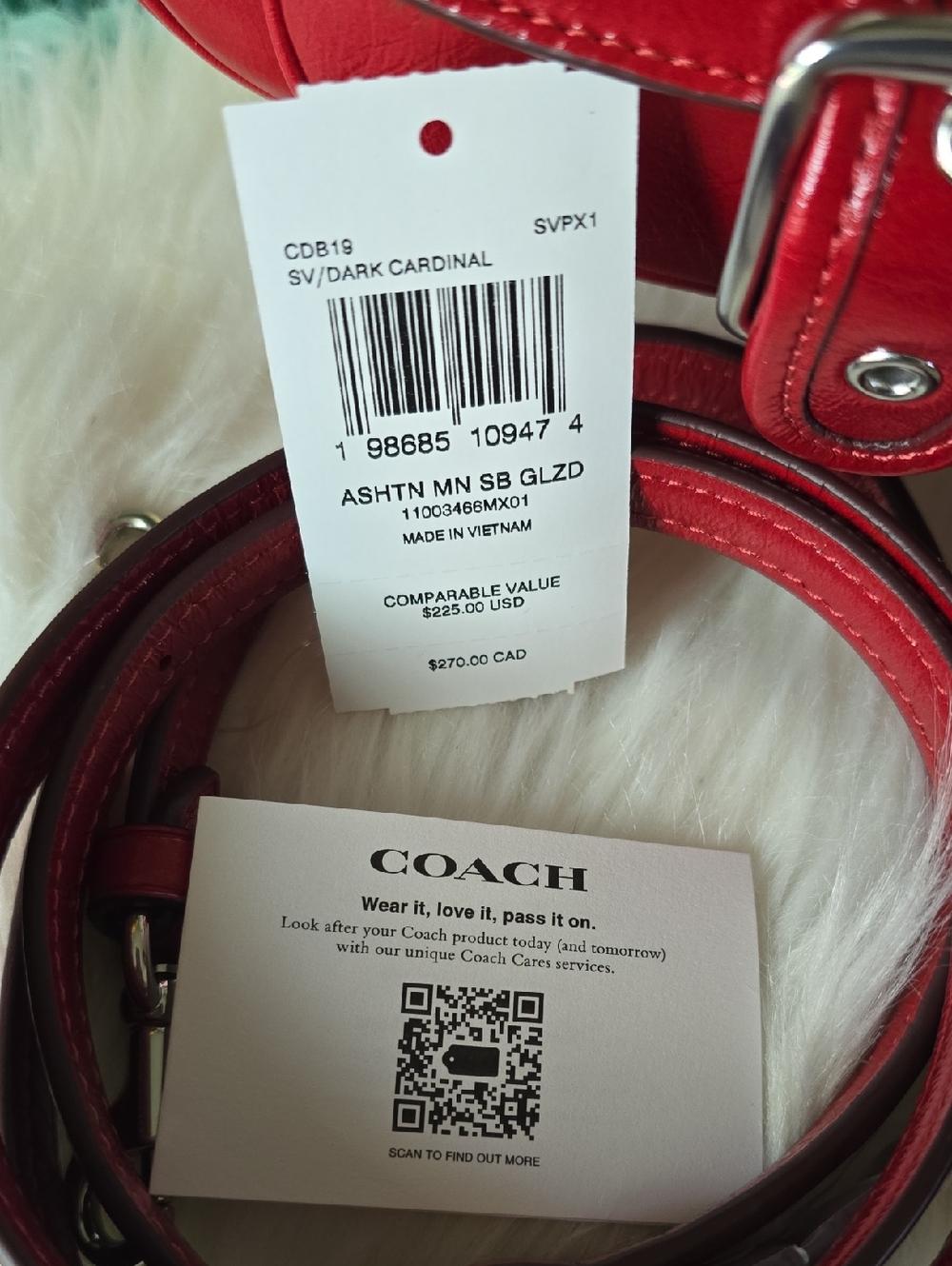 Coach NWT Ashton Mini Red Leather Buckle-Front Crossbody Bag Or Clutch So Cute - Picture 7 of 16